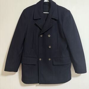 Lauren Ralph Lauren Men's Black Classic-Fit Wool Double-Breasted Coat Size 38S